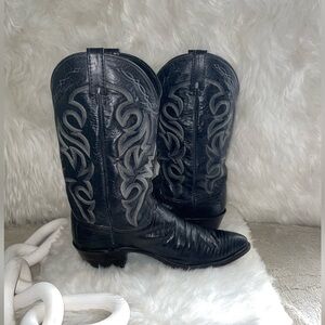 🔥🔥Dan Post Black Lizard Skin Western Cowboy Boots Size 12 D / Great Condition!!!
